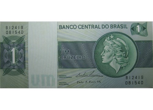 Банкнота Бразилия 1 (один) крузейро 1975 год. Pick 191Ab. UNC