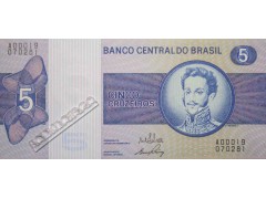 Банкнота Бразилия 5 (пять) крузейро 1970-79 год. Pick 192a. UNC