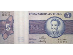 Банкнота Бразилия 5 (пять) крузейро 1973 год. Pick 192b. UNC