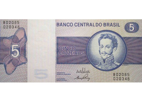 Банкнота Бразилия 5 (пять) крузейро 1973 год. Pick 192b. UNC