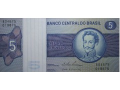 Банкнота Бразилия 5 (пять) крузейро 1974 год. Pick 192c. UNC