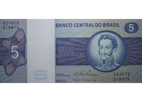 Банкнота Бразилия 5 (пять) крузейро 1974 год. Pick 192c. UNC