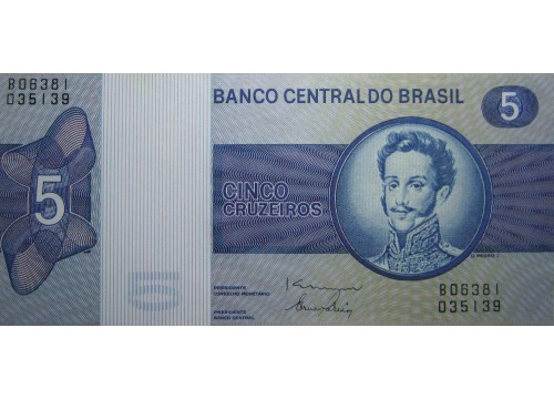 Банкнота Бразилия 5 (пять) крузейро 1979 год. Pick 192d. UNC