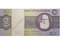 Банкнота Бразилия 10 (десять) крузейро 1970-80 год. Pick 193c. UNC