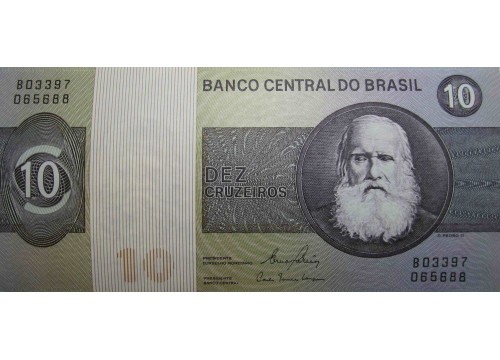 Банкнота Бразилия 10 (десять) крузейро 1980 год. Pick 193e. UNC