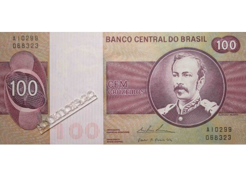 Банкнота Бразилия 100 (сто) крузейро 1974-81 год. Pick 195Aa2. UNC