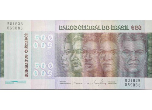 Банкнота Бразилия 500 (пятьсот) крузейро 1979 год. Pick 196Aa. UNC