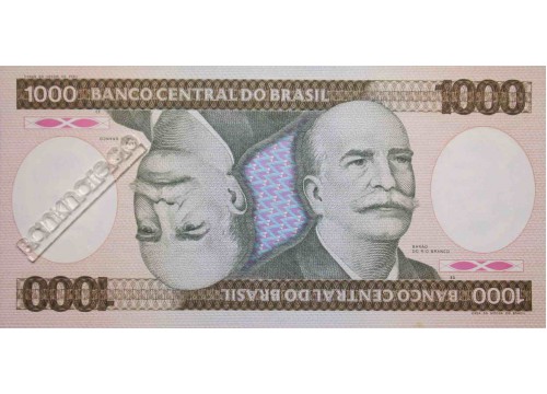Банкнота Бразилия 1000 (тысяча) крузейро 1981-86 год. Pick 201c. UNC