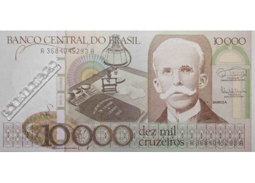 Банкнота Бразилия 10000 (десять тысяч) крузейро 1985 год. Pick 203b. UNC