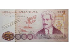 Банкнота Бразилия 50000 (пятьдесят тысяч) крузейро 1984-86 год. Pick 204c. UNC