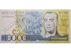 Банкнота Бразилия 100000 (сто тысяч) крузейро 1985 год. Pick 205. UNC