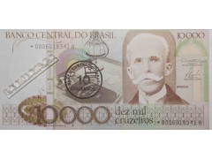 Банкнота Бразилия 10000 (десять тысяч) крузейро 1986 год. Замещенная серия. Pick 206. UNC