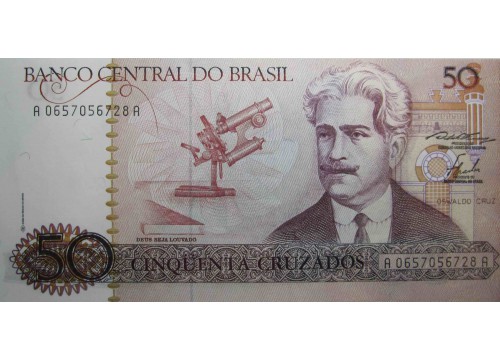 Банкнота Бразилия 50 (пятьдесят) крузадо 1986 год. Pick 210a. UNC