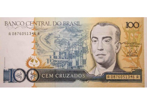 Банкнота Бразилия 100 (сто) крузадо 1986 год. Pick 211a. UNC