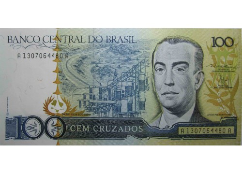 Банкнота Бразилия 100 (сто) крузадо 1987 год. Pick 211b. UNC