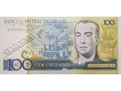 Банкнота Бразилия 100 (сто) крузадо 1986-88 год. Pick 211d. UNC