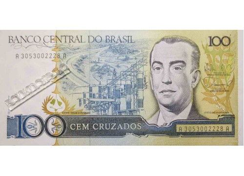 Банкнота Бразилия 100 (сто) крузадо 1986-88 год. Pick 211d. UNC