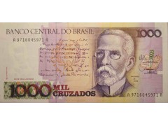Банкнота Бразилия 1000 (тысяча) крузадо 1988 год. Pick 213a. UNC