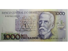 Банкнота Бразилия 1000 (тысяча) крузадо 1989 год. Pick 216a. UNC