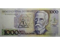 Банкнота Бразилия 1000 (тысяча) крузадо 1989 год. Pick 216b. UNC