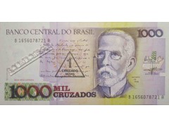 Банкнота Бразилия 1000 (тысяча) крузадо 1989 год. Pick 216c. UNC