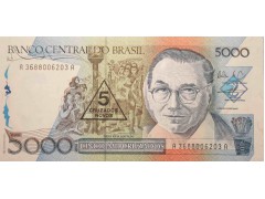 Банкнота Бразилия 5000 (пять тысяч) крузадо 1989 год. Pick 217b. UNC
