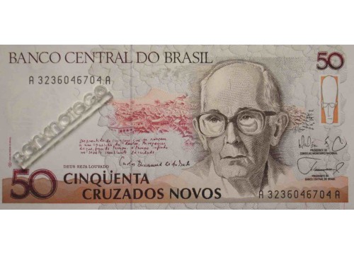 Банкнота Бразилия 50 (пятьдесят) крузадо 1989 год. Pick 219a. UNC