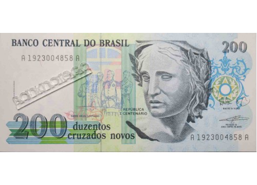Банкнота Бразилия 200 (двести) крузадо 1989 год. Pick 221. UNC
