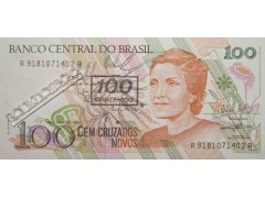 Банкнота Бразилия 100 (сто) крузадо 1990 год. Pick 224b. UNC