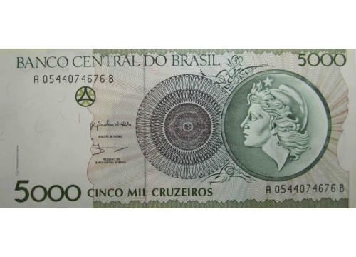 Банкнота Бразилия 5000 (пять тысяч) крузадо 1990 год. Pick 227. UNC