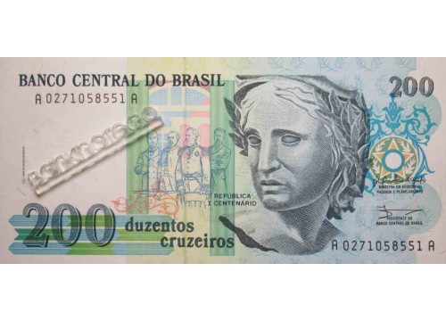 Банкнота Бразилия 200 (двести) крузйро 1990 год. Pick 229. UNC