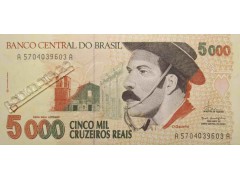 Банкнота Бразилия 5000 (пять тысяч) крузейро 1990-93 год. Pick 241. UNC