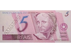 Банкнота Бразилия 5 (пять) реалов 1997-2011 год. Pick 244Ad. UNC