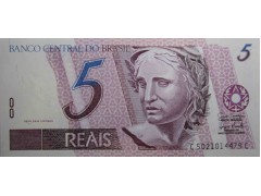 Банкнота Бразилия 5 (пять) реалов 1997 год. Pick 244Ah. UNC