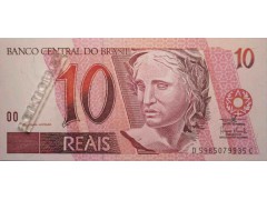 Банкнота Бразилия 10 (десять) реалов 1997 год. Pick 245Ai. UNC