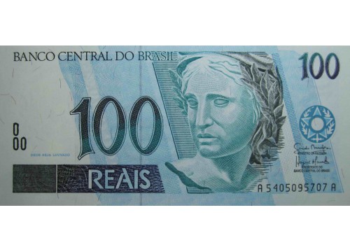 Банкнота Бразилия 100 (сто) реалов 1994 год. Pick 247f. UNC