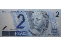 Банкнота Бразилия 2 (два) реала 2001-12 год. Pick 249b. UNC