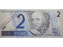 Банкнота Бразилия 2 (два) реала 2001-2012 год. Pick 249c. UNC