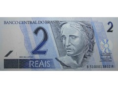 Банкнота Бразилия 2 (два) реала 2001 год. Pick 249e. UNC