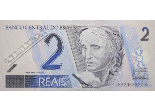 Банкнота Бразилия 2 (два) реала 2001-12 год. Pick 249h. UNC