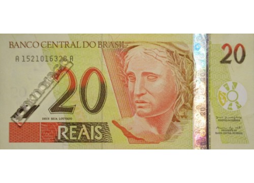 Банкнота Бразилия 20 (двадцать) реалов 2002-10 год. Pick 250a. UNC