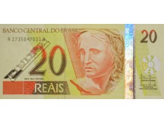 Банкнота Бразилия 20 (двадцать) реалов 2002-10 год. Pick 250b. UNC