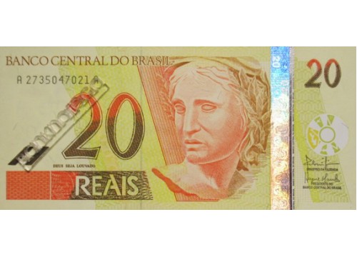 Банкнота Бразилия 20 (двадцать) реалов 2002-10 год. Pick 250b. UNC