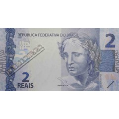 Банкнота Бразилия 2 (два) реала 2010 год. Pick 252e. UNC