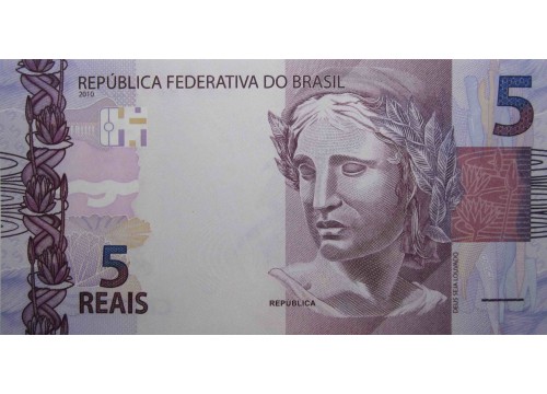 Банкнота Бразилия 5 (пять) реалов 2010 год. Pick 253a. UNC