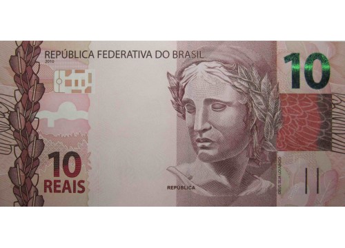 Банкнота Бразилия 10 (десять) реалов 2010 год. Pick 254a. UNC
