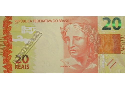 Банкнота Бразилия 20 (двадцать) реалов 2010 год. Pick 255e. UNC