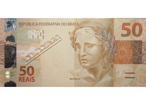 Банкнота Бразилия 50 (пятьдесят) реалов 2010 год. Серия AA. Pick 256a. UNC