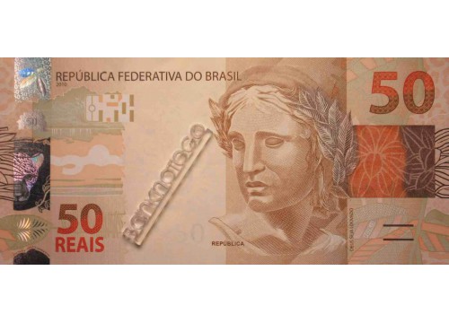 Банкнота Бразилия 50 (пятьдесят) реалов 2010 год. Pick 256f. UNC