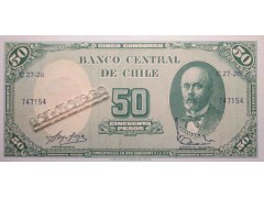 Банкнота Чили 50 (пятьдесят) песо 1960-61 год. Pick 126b2. UNC